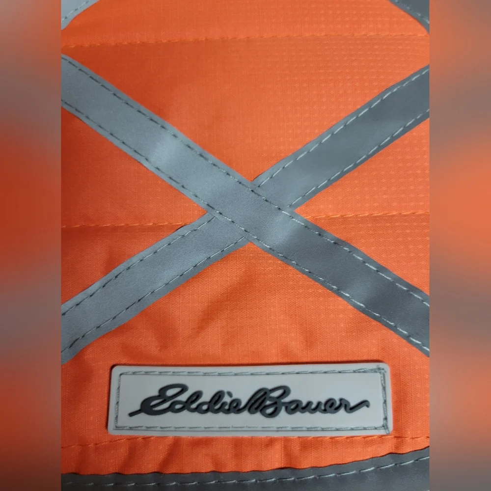 Eddie Bauer size small orange reflective fleece lined dog jacket